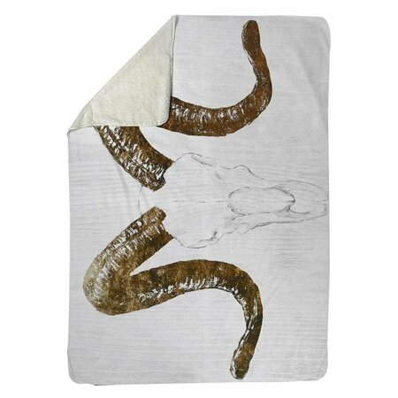 BEGIN HOME DECOR 60 x 80 in. Aeries Skull with Brown Horns-Sherpa Fleece Blanket 5545-6080-AN68